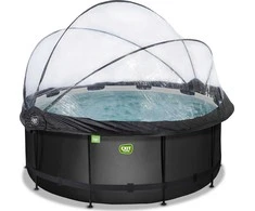EXIT Juodas Leather pool ø360x122cm with sand filter pump and dome and heat pump - juodas