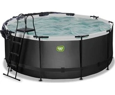 EXIT Juodas Leather pool ø360x122cm with sand filter pump and dome - juodas