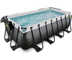 EXIT Juodas Leather pool 400x200x122cm with sand filter pump and dome - juodas