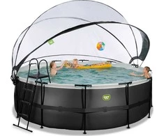 EXIT Juodas Leather pool ø427x122cm with sand filter pump and dome - juodas