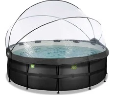 EXIT Juodas Leather pool ø427x122cm with sand filter pump and dome and heat pump - juodas