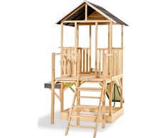 EXIT Panorama 550 wooden playhouse with slide, mud kitchen and sandpit