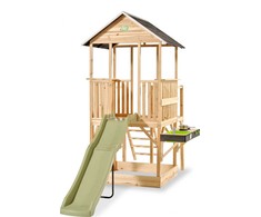 EXIT Panorama 550 wooden playhouse with slide, mud kitchen and sandpit