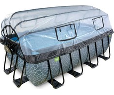 EXIT Stone pool 400x200x122cm with sand filter pump and dome - pilkas