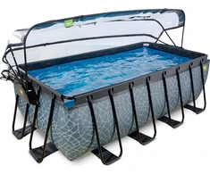 EXIT Stone pool 400x200x122cm with sand filter pump and dome and heat pump - pilkas