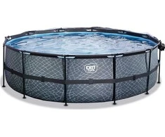 EXIT Stone pool ø488x122cm with sand filter pump - pilkas