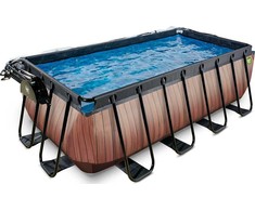 EXIT Wood pool 400x200x122cm with sand filter pump and dome and heat pump - ruda