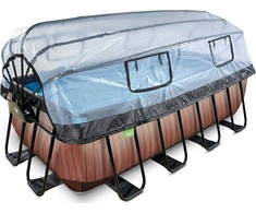 EXIT Wood pool 400x200x122cm with sand filter pump and dome and heat pump - ruda