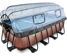 EXIT Wood pool 400x200x122cm with sand filter pump and dome and heat pump - ruda