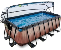 EXIT Wood pool 400x200x122cm with sand filter pump and dome - ruda