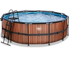 EXIT Wood pool ø427x122cm with sand filter pump and dome and heat pump - ruda