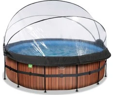 EXIT Wood pool ø427x122cm with sand filter pump and dome and heat pump - ruda