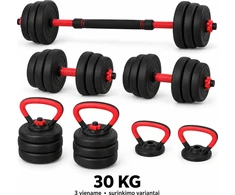Fitker Reguliuojamas hantelis, štanga ir giria, rinkinys 3-in-1