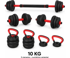 Fitker Reguliuojamas hantelis, štanga ir giria, rinkinys 3-in-1