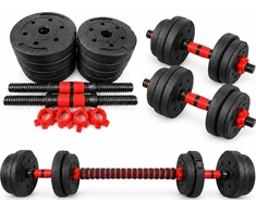 Fitker Reguliuojamų svarų hantelio ir štangos rinkinys 2-in-1