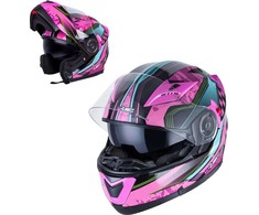 Apverčiamas motociklininko šalmas W-TEC Pezzon Magenta