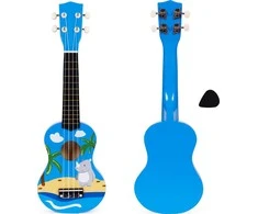 Vaikiška ukulelė medinė gitara 4 stygų nailono kramtukas ECOTOYS