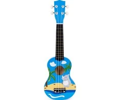 Vaikiška ukulelė medinė gitara 4 stygų nailono kramtukas ECOTOYS