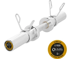 Trumpas olimpinis grifas GOP050 su spyruokliniais užraktais, 5kg, 50 cm, HMS