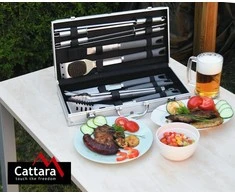 Grilio įrankių rinkinys Cattara Gray Line – 11 vnt., aliumininis dėklas