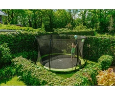Įleidžiamas batutas EXIT Silhouette ø427 cm su apsauginiu tinklu, žalias