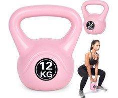 Kettlebell 12 kg, treniruoklis, hantelis, svarmuo, rožinis, ModernHome