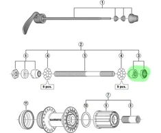 Konusas ir veržlė galinei stebulei Shimano FH-RM35