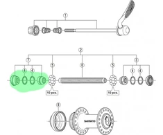 Konusas, poveržlės ir veržlė stebulei Shimano HB-RM66