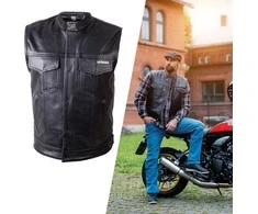 Leather Motorcycle Vest W-TEC Delasola