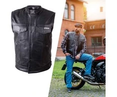Leather Motorcycle Vest W-TEC Delasola