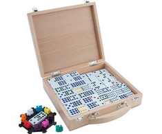 Longfield Engelhart Stalo žaidimas domino Mexican Train Double 12, medinėje dėžutėje, 91 kauliukai