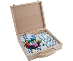 Longfield Engelhart Stalo žaidimas domino Mexican Train Double 12, medinėje dėžutėje, 91 kauliukai