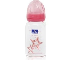 Lorelli Classic Stiklinis maitinimo buteliukas Lorelli, su anti-colic čiulptuku, 120 ml, mėlynas