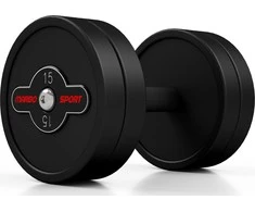 Marbo Sport Gumuotas hantelis Marbo - 15 kg, juodas