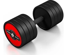 Plieninis gumuotas hantelis Marbo Sport, 32.5kg, raudonas