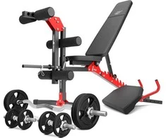 Marbo Sport Komplektas MH1_68KG_KIER | reguliuojamas suoliukas + kojų presas + maldos baras (įkišamas) + rankenų ir svarmenų rinkinys 4