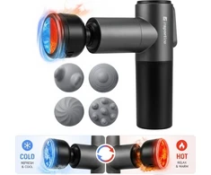 Massage Gun with Heated/Cooling Attachment inSPORTline IceBlaze • 2,400 mAh • 1,600–2,800 RPM • Up to 6 mm