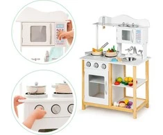 Medinė virtuvė vaikams su priedais EcoToys Balta