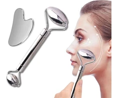 Metal Face Roller &amp; Gua Sha Set inSPORTline Comesta Set