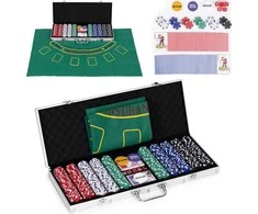 Multistore Didelis pokerio ir blackjack žaidimų rinkinys su 90x60 cm kilimėliu