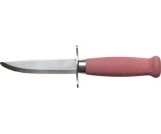 Vaikiškas peilis Morakniv Scout 39 Safe, odinis dėklas, dviguba pirštų apsauga, spalva bordinė