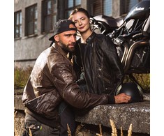 Moteriška odinė motociklininko striukė W-TEC Juodas Heart Lizza