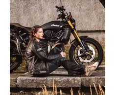 Moteriška odinė motociklininko striukė W-TEC Juodas Heart Lizza