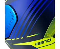Motociklininko šalmas Cassida Aero Drome mėlynas / fluorescencinis geltonas / šviesiai mėlynas / baltas
