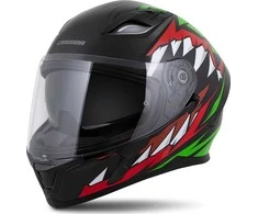 Motociklininko šalmas Cassida Orbit StriX raudona/žalia/pilka/balta/juoda