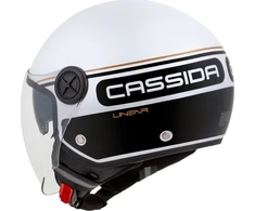 Motociklo šalmas Cassida Handy Plus Linear perlamutrinis baltas/juodas/auksinis