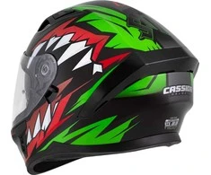Motociklininko šalmas Cassida Orbit StriX raudona/žalia/pilka/balta/juoda