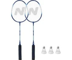 NRZ2052 ALIUMINIO / BADMINTONO RINKINYS 2 RAKETĖS + 3 RAKETĖS + DANGTELIS NILS