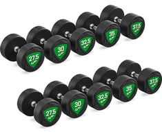 Poliuretaninių fiksuoto svorio hantelių rinkinys 27,5–37,5kg (žingsnis 2,5kg) 325 kg – UpForm
