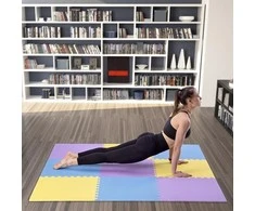 Sudedamas kilimėlis treniruotėms One Fitness MP10 geltonas-mėlynas-purpurinis, 60x60x1.0cm (9 dalių)